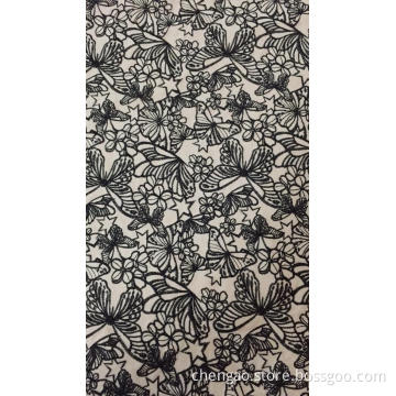 Black Butterfly Chiffon Embroider Fabric